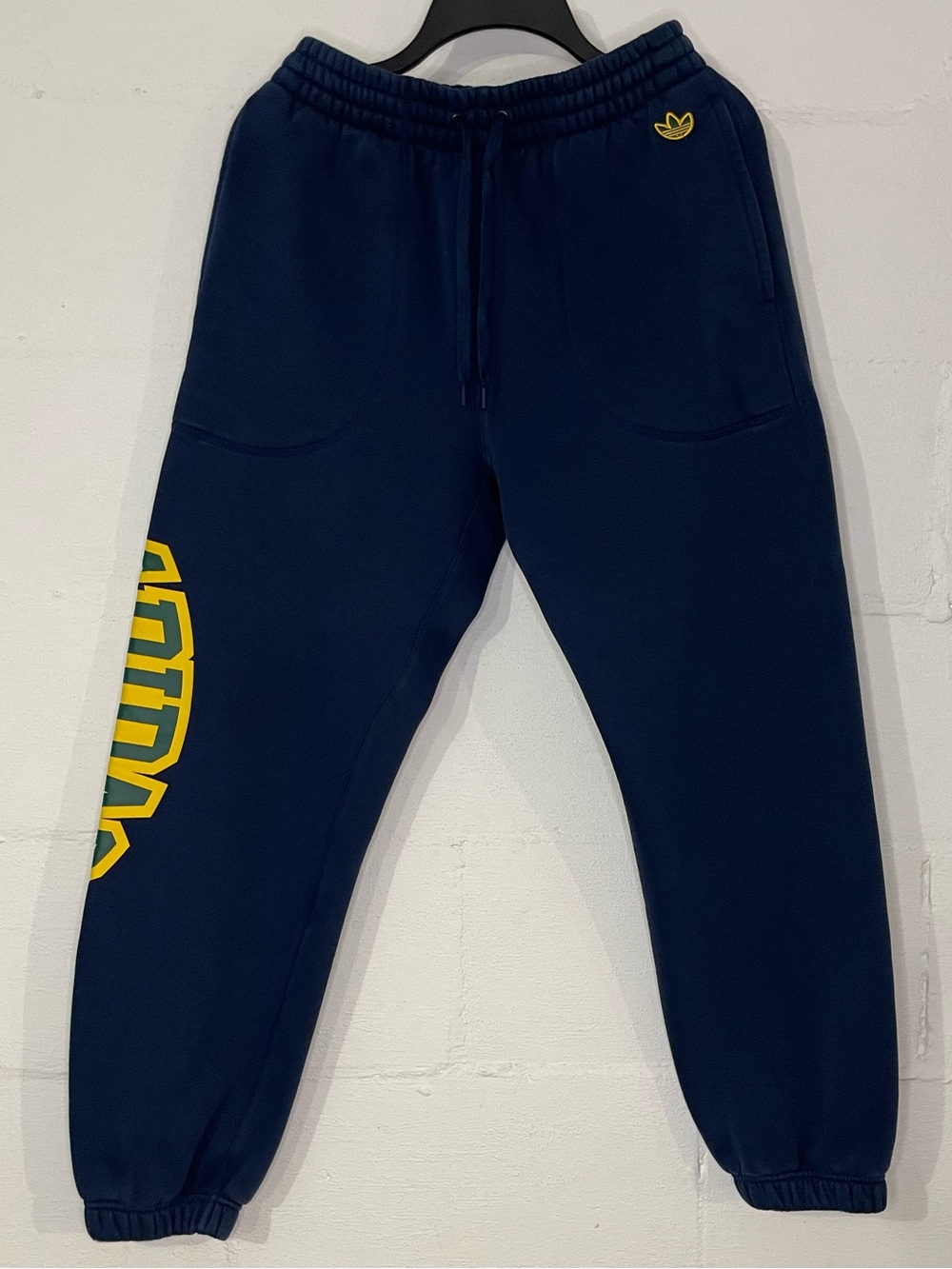adidas Navy Sweatpants with Yellow Logo Accent